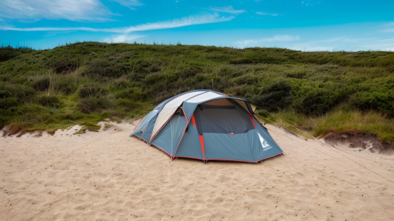 Tente sur le camping sur la dune de Helgoland