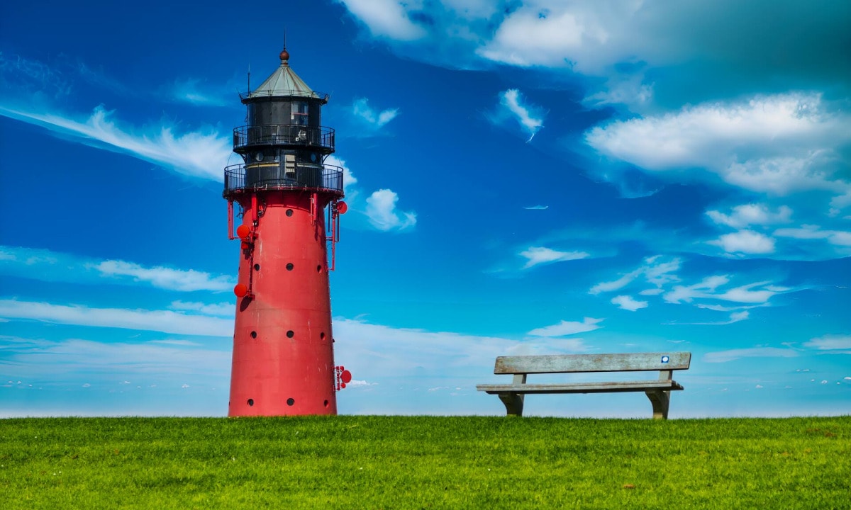 North Frisian Islands - TOP 6 for vacation + Halligen 11 Red lighthouse on Pellworm