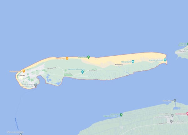Carte de l'île de Norderney en mer du Nord