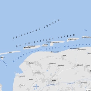 Mapa de las Islas Frisias Orientales